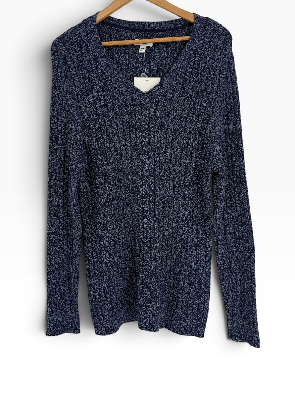 Croft & Barrow Mens Size XXL Cable Knit Sweater Blue New Pullover V-neck cotton